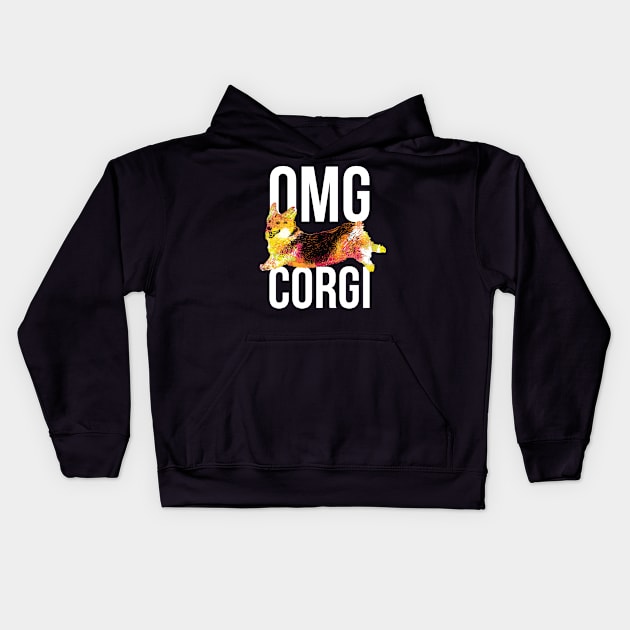 OMG Corgi Kids Hoodie by polliadesign